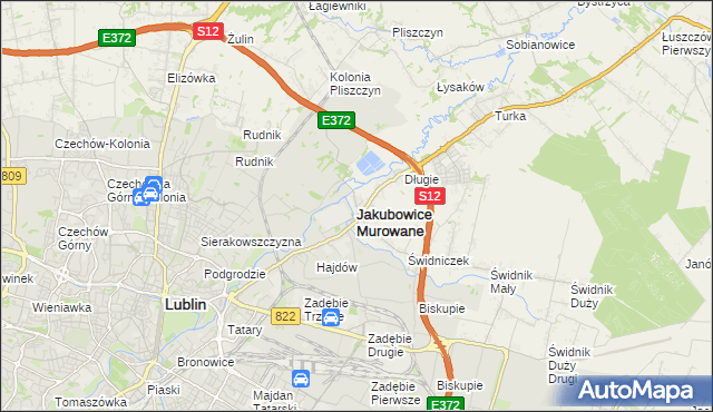 mapa Jakubowice Murowane, Jakubowice Murowane na mapie Targeo