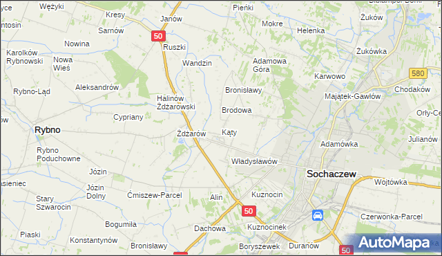 mapa Kąty gmina Sochaczew, Kąty gmina Sochaczew na mapie Targeo