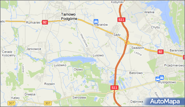 mapa Lusowo, Lusowo na mapie Targeo