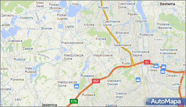 mapa Mazańcowice, Mazańcowice na mapie Targeo