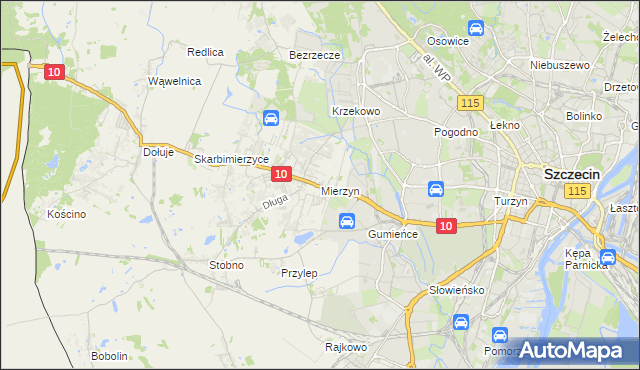 mapa Mierzyn gmina Dobra (Szczecińska), Mierzyn gmina Dobra (Szczecińska) na mapie Targeo