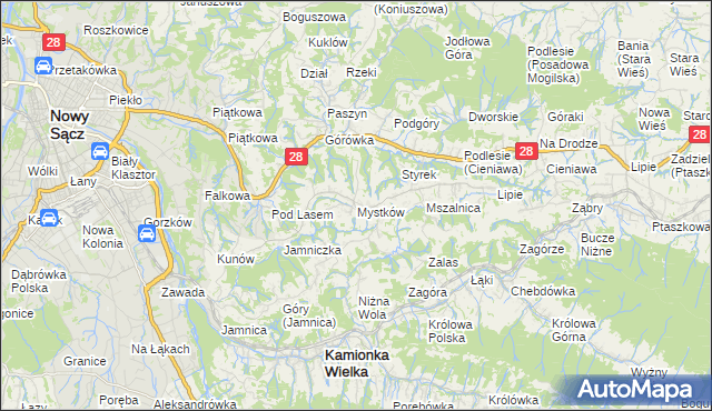 mapa Mystków, Mystków na mapie Targeo