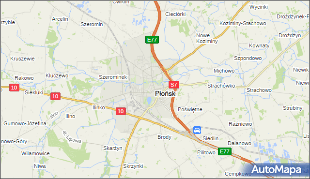 mapa Płońsk, Płońsk na mapie Targeo