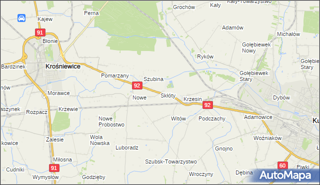 mapa Skłóty, Skłóty na mapie Targeo