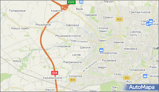 mapa Szerokie gmina Konopnica, Szerokie gmina Konopnica na mapie Targeo