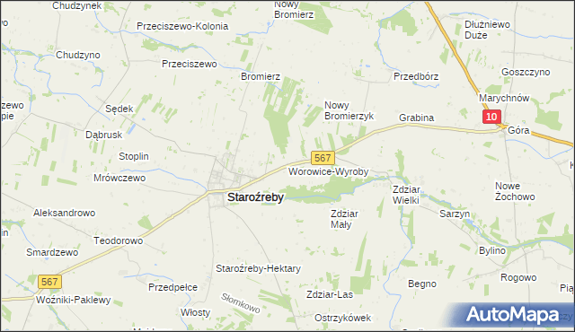 mapa Worowice-Wyroby, Worowice-Wyroby na mapie Targeo