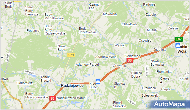 mapa Adamów-Wieś, Adamów-Wieś na mapie Targeo