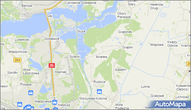 mapa Anielew gmina Kramsk, Anielew gmina Kramsk na mapie Targeo