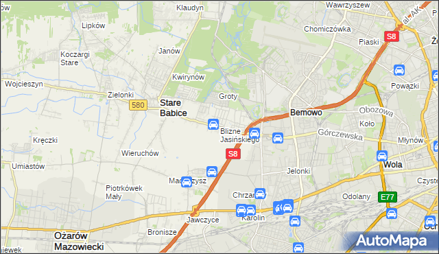 mapa Blizne Jasińskiego, Blizne Jasińskiego na mapie Targeo