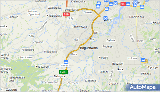 mapa Boguchwała powiat rzeszowski, Boguchwała powiat rzeszowski na mapie Targeo