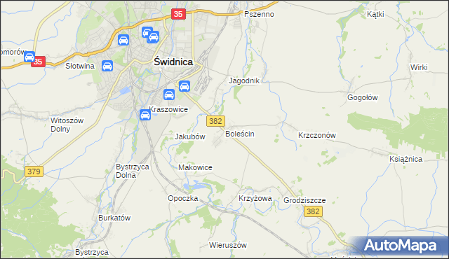 mapa Boleścin gmina Świdnica, Boleścin gmina Świdnica na mapie Targeo