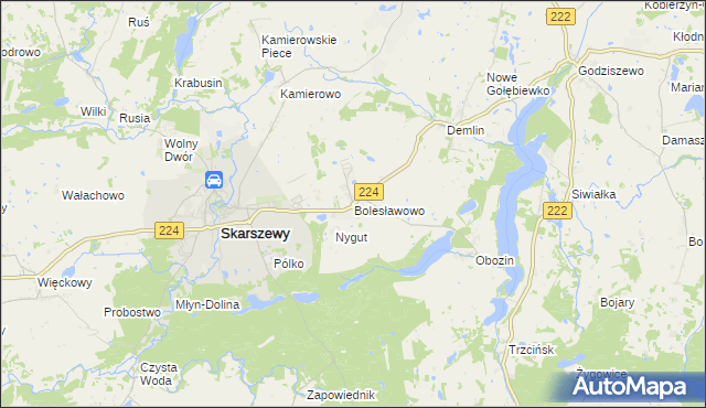 mapa Bolesławowo gmina Skarszewy, Bolesławowo gmina Skarszewy na mapie Targeo