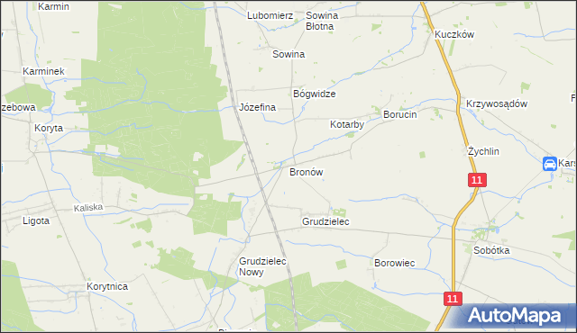 mapa Bronów gmina Pleszew, Bronów gmina Pleszew na mapie Targeo