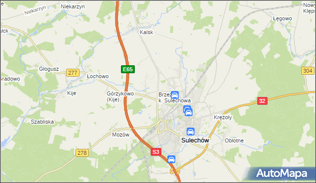 mapa Brzezie k. Sulechowa, Brzezie k. Sulechowa na mapie Targeo