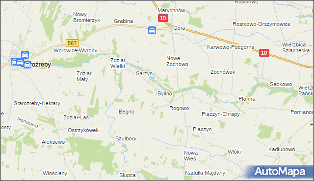 mapa Bylino, Bylino na mapie Targeo