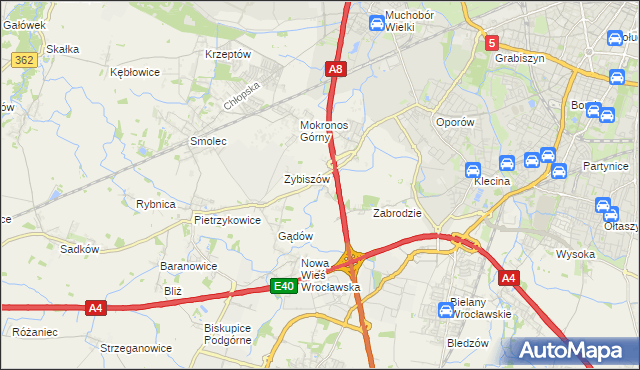 mapa Cesarzowice gmina Kąty Wrocławskie, Cesarzowice gmina Kąty Wrocławskie na mapie Targeo