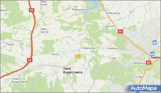 mapa Chwaliszów, Chwaliszów na mapie Targeo