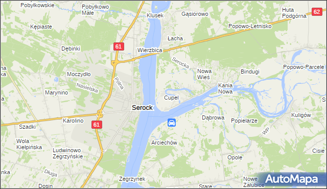mapa Cupel gmina Serock, Cupel gmina Serock na mapie Targeo