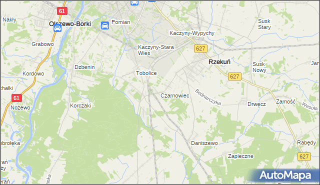 mapa Czarnowiec gmina Rzekuń, Czarnowiec gmina Rzekuń na mapie Targeo