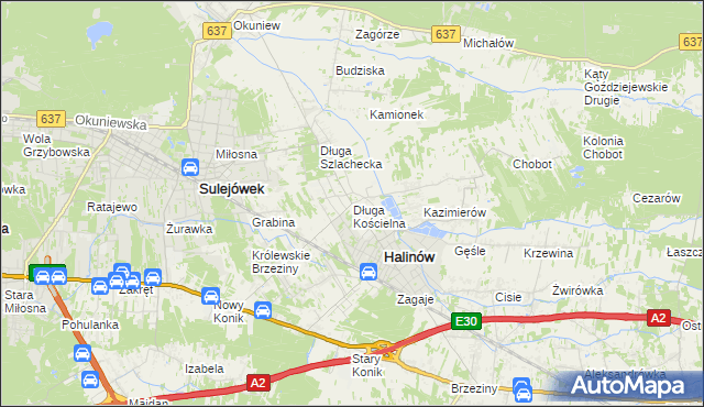 mapa Długa Kościelna, Długa Kościelna na mapie Targeo