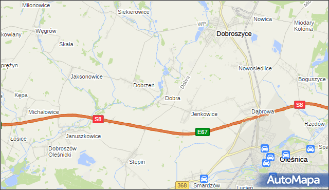 mapa Dobra gmina Dobroszyce, Dobra gmina Dobroszyce na mapie Targeo