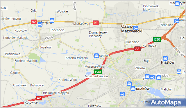 mapa Domaniew gmina Brwinów, Domaniew gmina Brwinów na mapie Targeo
