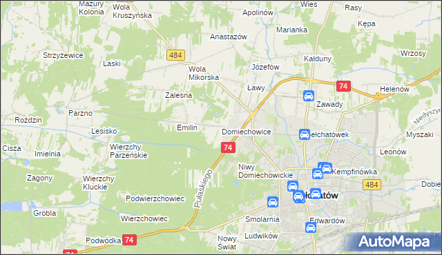 mapa Domiechowice, Domiechowice na mapie Targeo