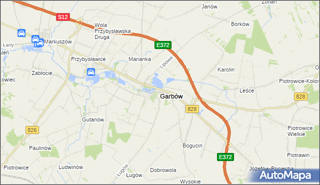 mapa Garbów powiat lubelski, Garbów powiat lubelski na mapie Targeo