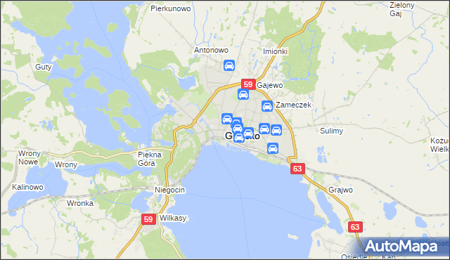 mapa Giżycko, Giżycko na mapie Targeo
