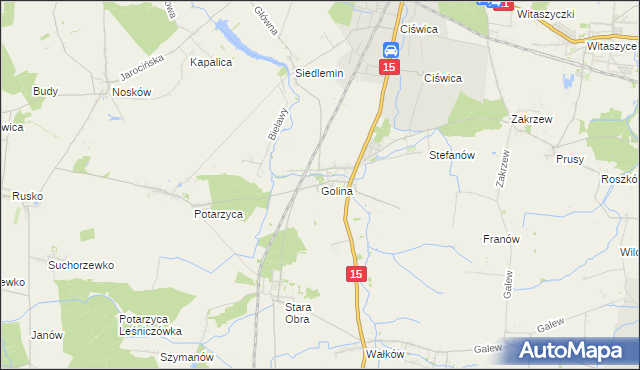 mapa Golina gmina Jarocin, Golina gmina Jarocin na mapie Targeo