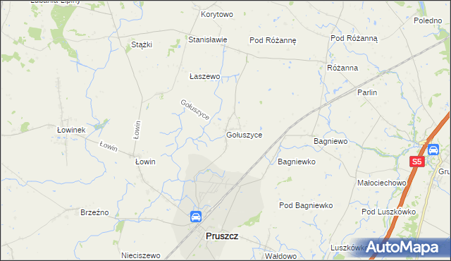mapa Gołuszyce, Gołuszyce na mapie Targeo