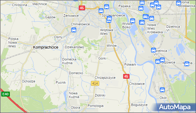 mapa Górki gmina Prószków, Górki gmina Prószków na mapie Targeo