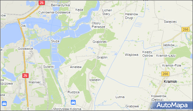 mapa Grąblin, Grąblin na mapie Targeo