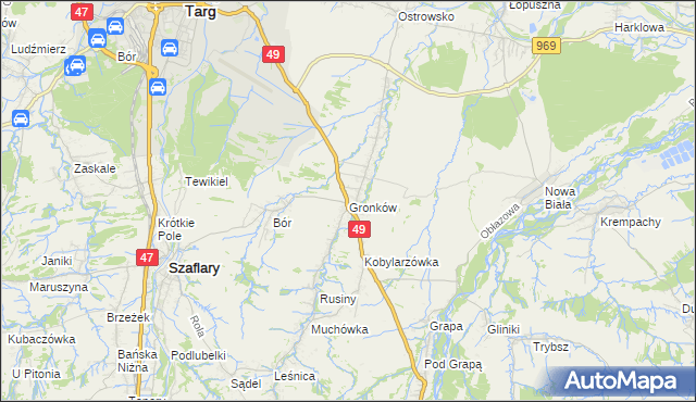 mapa Gronków, Gronków na mapie Targeo