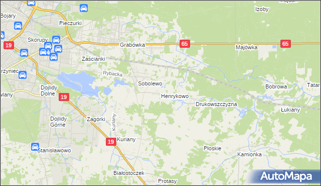 mapa Henrykowo gmina Supraśl, Henrykowo gmina Supraśl na mapie Targeo