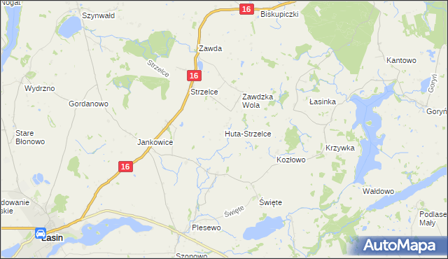 mapa Huta-Strzelce, Huta-Strzelce na mapie Targeo