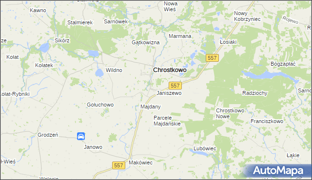 mapa Janiszewo gmina Chrostkowo, Janiszewo gmina Chrostkowo na mapie Targeo