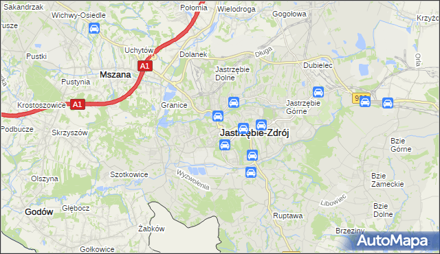 mapa Jastrzębie-Zdrój, Jastrzębie-Zdrój na mapie Targeo