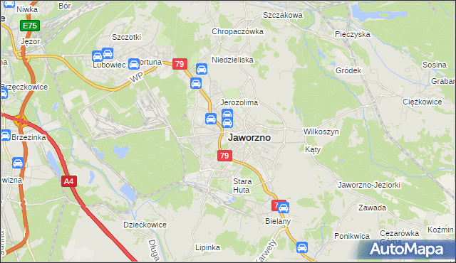 mapa Jaworzno, Jaworzno na mapie Targeo