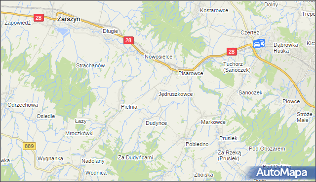 mapa Jędruszkowce, Jędruszkowce na mapie Targeo