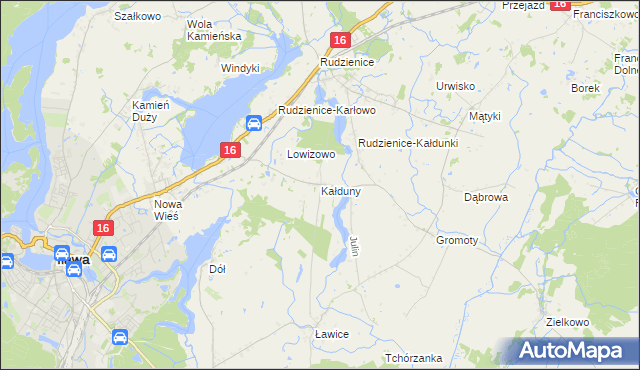 mapa Kałduny gmina Iława, Kałduny gmina Iława na mapie Targeo