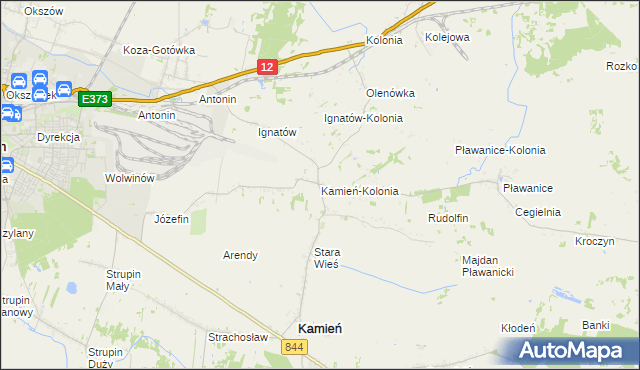 mapa Kamień-Kolonia gmina Kamień, Kamień-Kolonia gmina Kamień na mapie Targeo