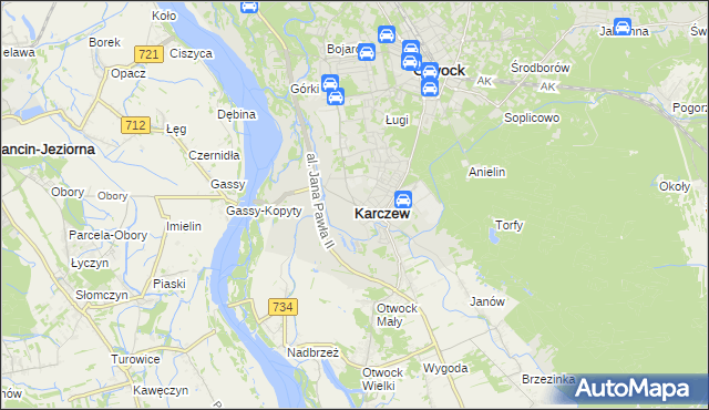 mapa Karczew powiat otwocki, Karczew powiat otwocki na mapie Targeo