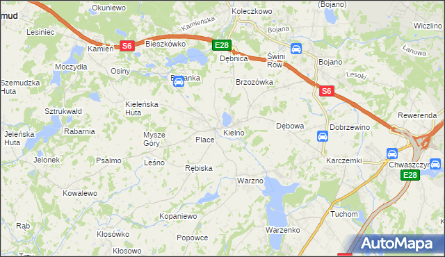 mapa Kielno gmina Szemud, Kielno gmina Szemud na mapie Targeo