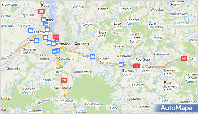 mapa Klecza Dolna, Klecza Dolna na mapie Targeo