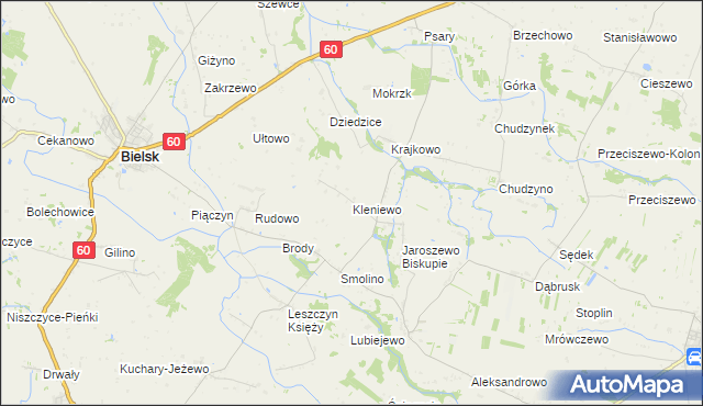 mapa Kleniewo gmina Bielsk, Kleniewo gmina Bielsk na mapie Targeo