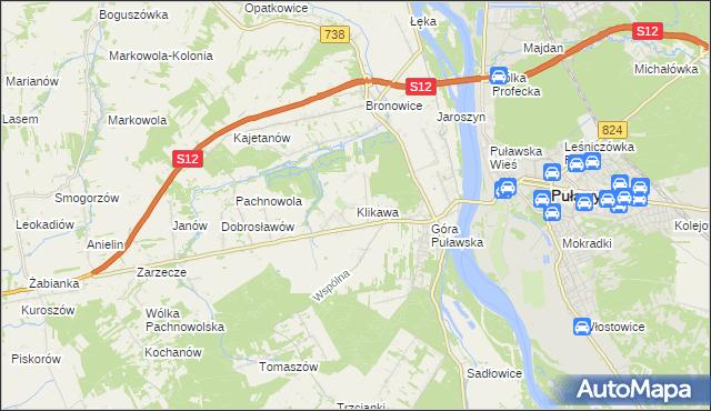 mapa Klikawa, Klikawa na mapie Targeo