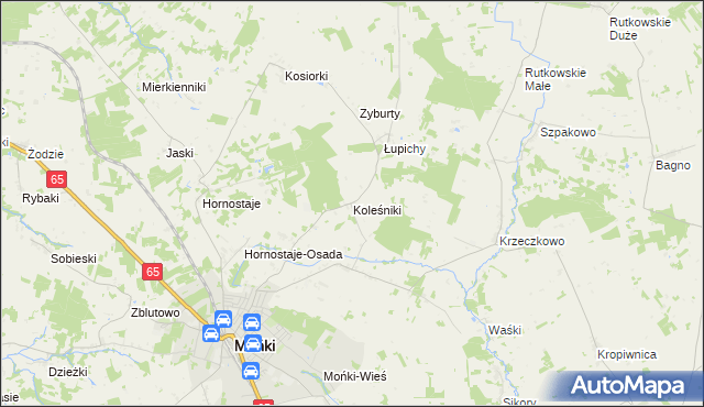 mapa Koleśniki gmina Mońki, Koleśniki gmina Mońki na mapie Targeo