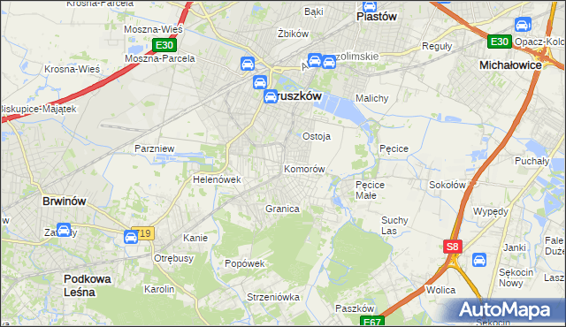 mapa Komorów gmina Michałowice, Komorów gmina Michałowice na mapie Targeo