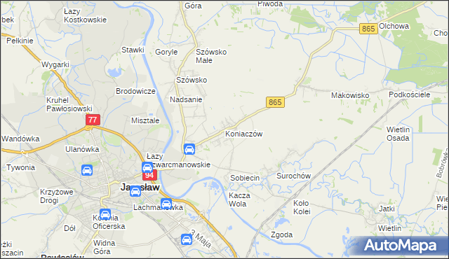 mapa Koniaczów, Koniaczów na mapie Targeo